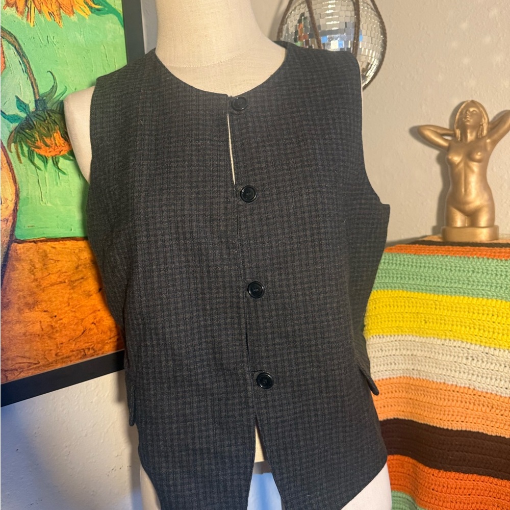 Women's Black Button-Up Vest